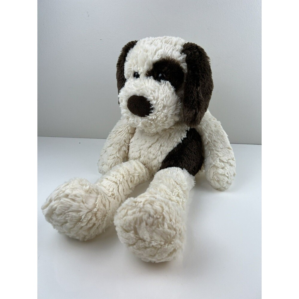 MTY International Puppy Dog Stuffed Animal SOFT  Plush Cream Brown Spot 20" Toy